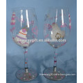 Hand painted colored goblet red wine stemware wine glass